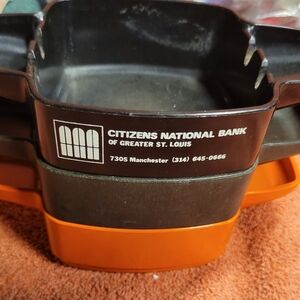 Vintage SAFTI-PLUS Ashtray Set Citizens National Bank